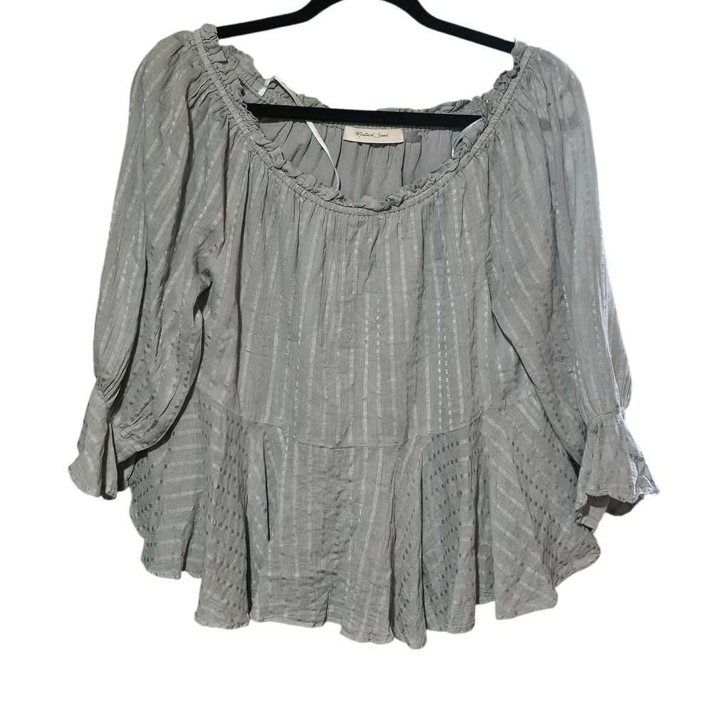 Mustard Seed Soft Gray Ruffled Blouse